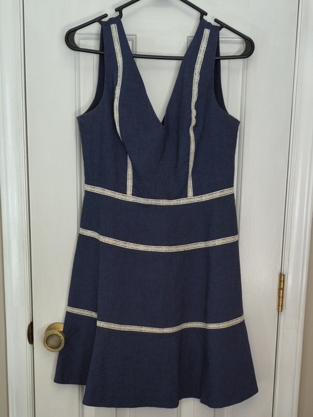 ERIN by Erin Fetherston Navy Dress with Cream Trim